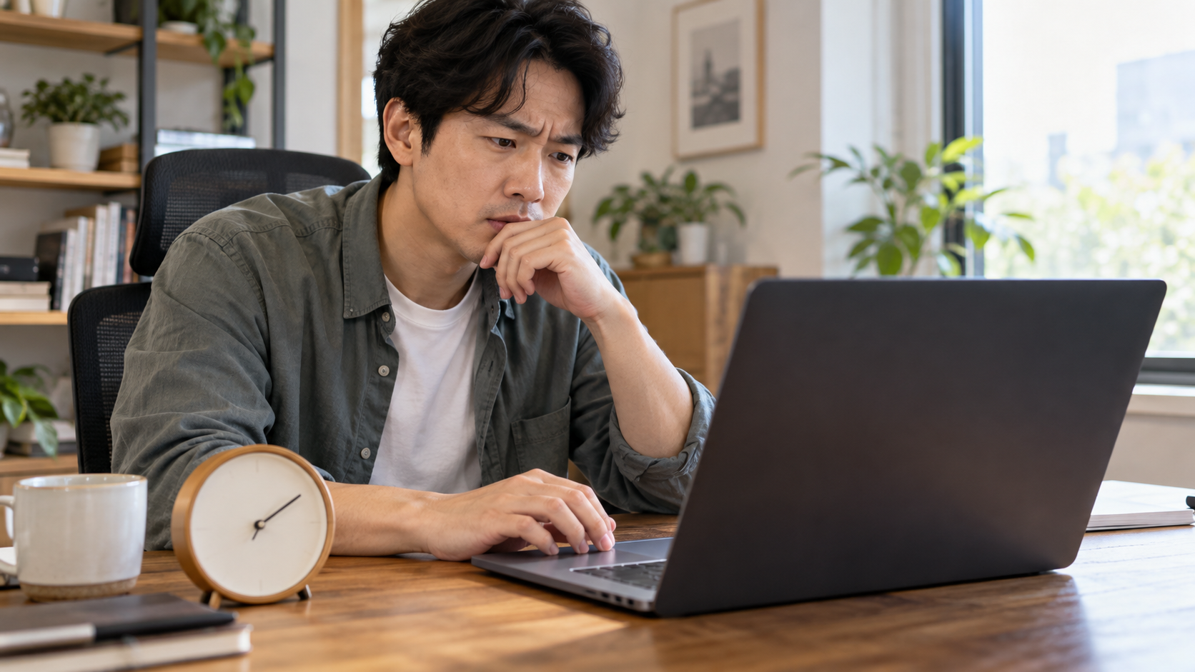 AI 생성 이미지: 개발자가 노트북 앞에서 포트 사용 오류를 확인하는 장면