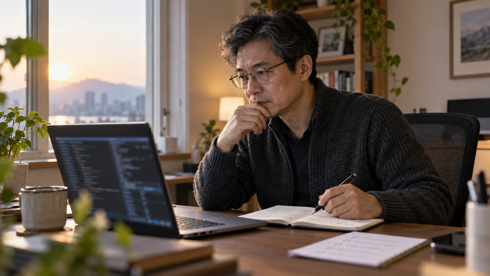 AI 생성 이미지: 예약된 Python 작업의 실행 환경을 점검하는 개발자의 장면